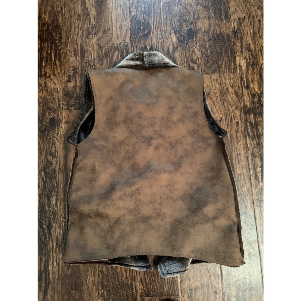 Have Apricot Lane Womens Faux Suede Fur Lined Open Front Vest Brown Large NWT - Picture 4 of 4